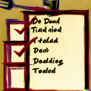 DALL·E 2023-01-16 14.56.31 - an expressive oil painting representing a todo-list with several items not yet checked