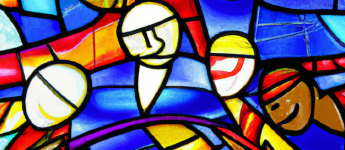 DALL·E 2023-01-05 15.42.02 - stained glass art representing different organization department working together